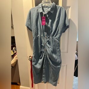 Lovimgs Blue Button-Up Denim Dress
